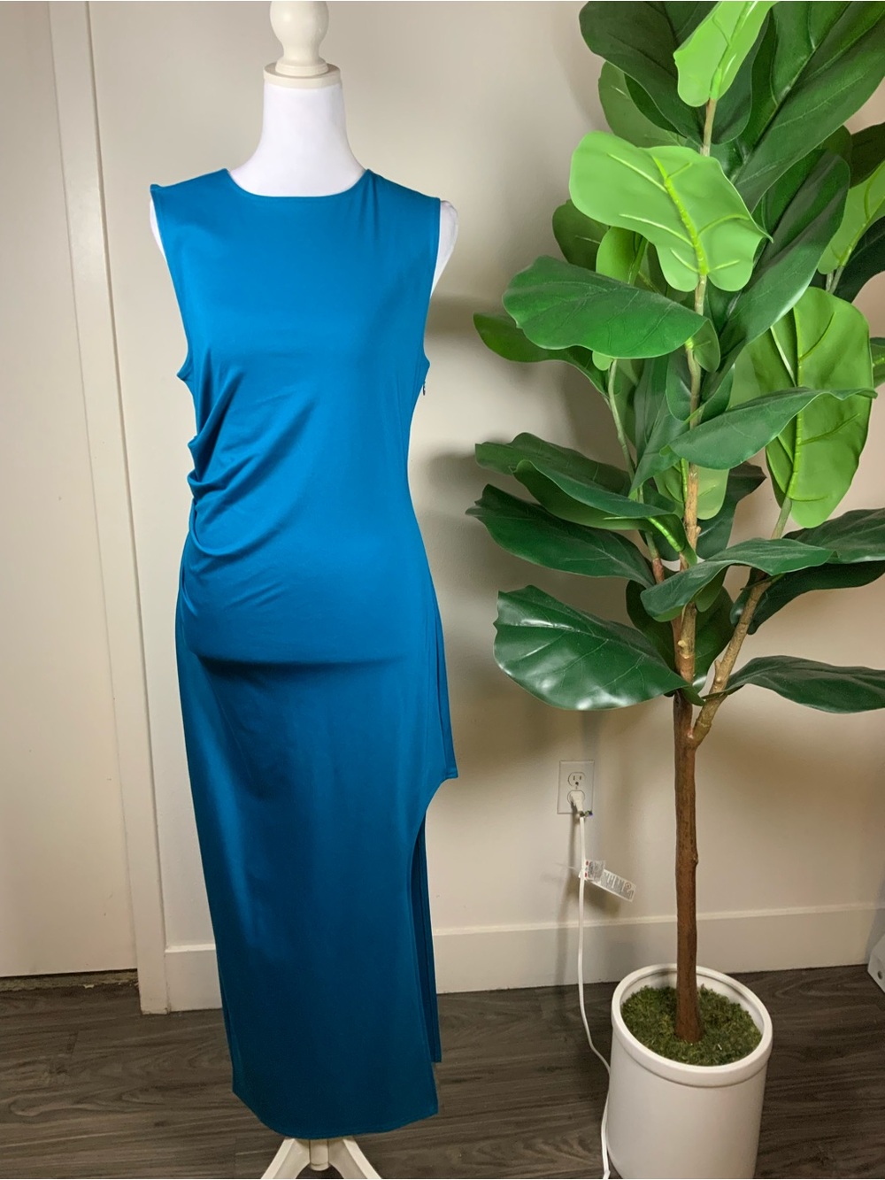 Asymmetrical Sleeveless Teal Dress